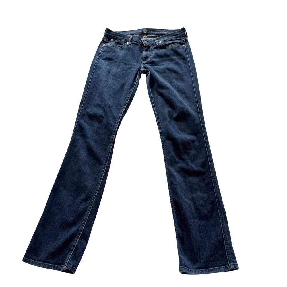 7 For All Mankind The Modern Straight Jeans Women 28 Dark Wash Blue Mid Rise USA